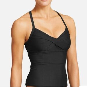 Athleta Twister Tankini Swimsuit/Sportsbra Black Sz 32 B/C NWT